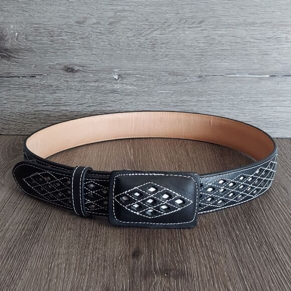 AUTHENTIC CHARRO BELT, CINTO VAQUERO NAVAJEADO, WESTERN RODEO LEATHER BELT 40 - Picture 1 of 5